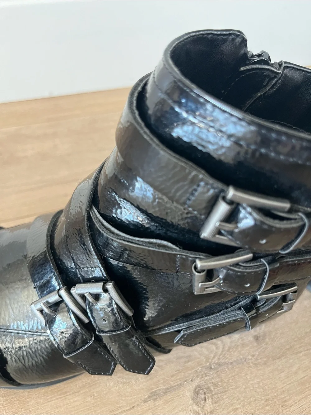 Coconuts by Matisse Amsterdam Black Patent Buckle Pointed Toe Ankle Boots